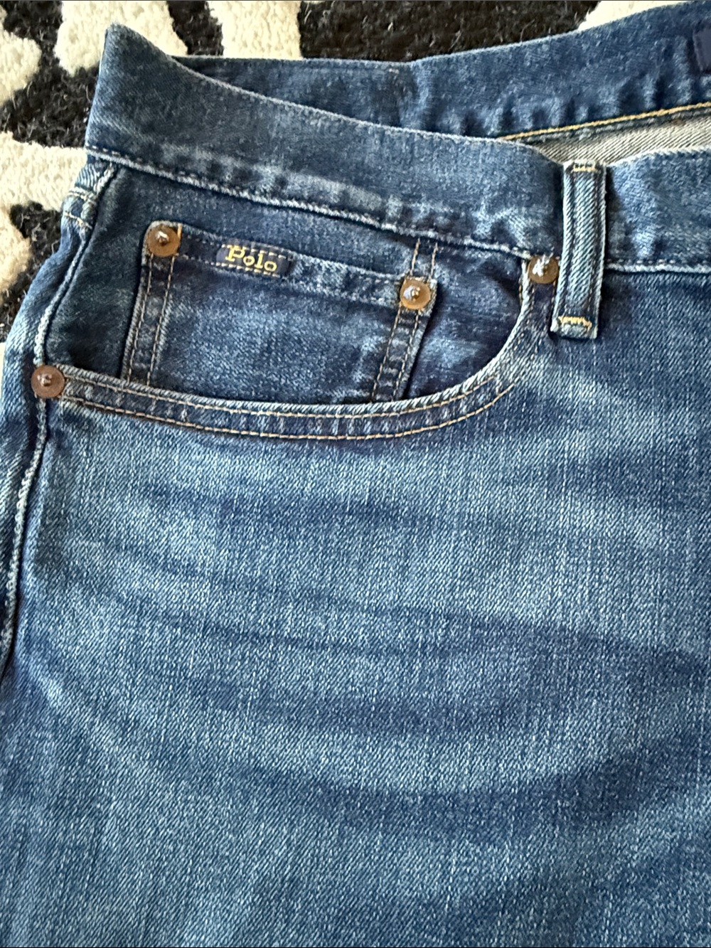 Polo by Ralph Lauren Men’s Slim Straight Jeans - Dark Blue Wash - Picture 4 of 10